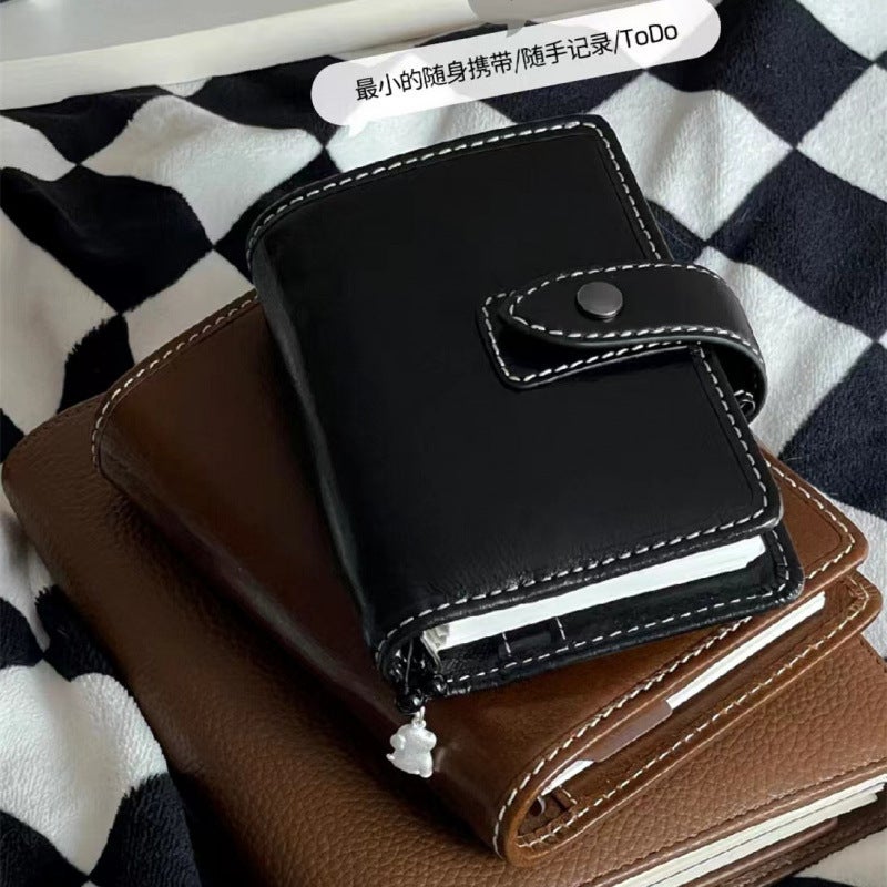 Dark Brown Leather Loose-Leaf Notebook Detachable High-Value Notebook Portable Pocket Diary Notebook - Image 1